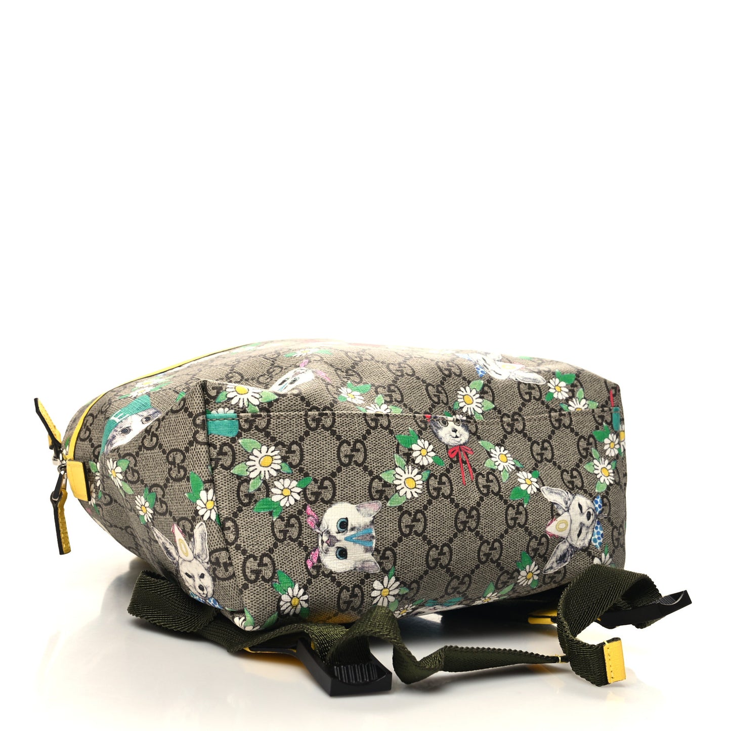 GG Supreme Monogram Cats Childrens Backpack Yellow
