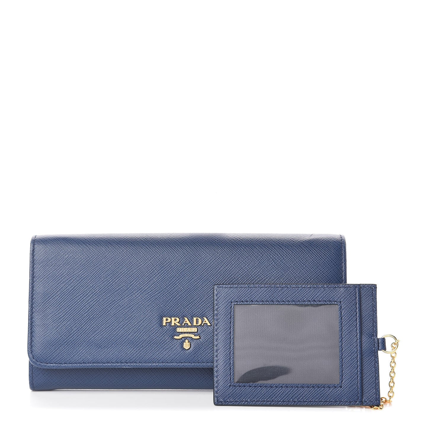 Saffiano Metal Continental Flap Travel Wallet Bluette