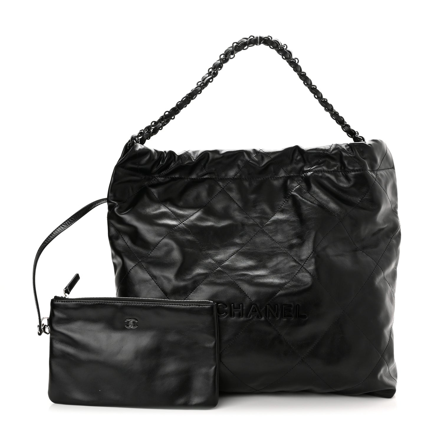 Shiny Calfskin Quilted Chanel 22 So Black