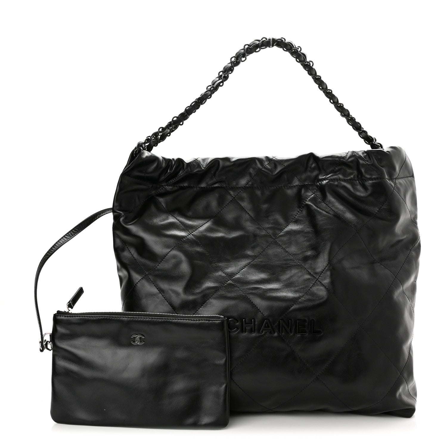 Chanel Shiny Calfskin Quilted Chanel 22 So Black 1 of 11