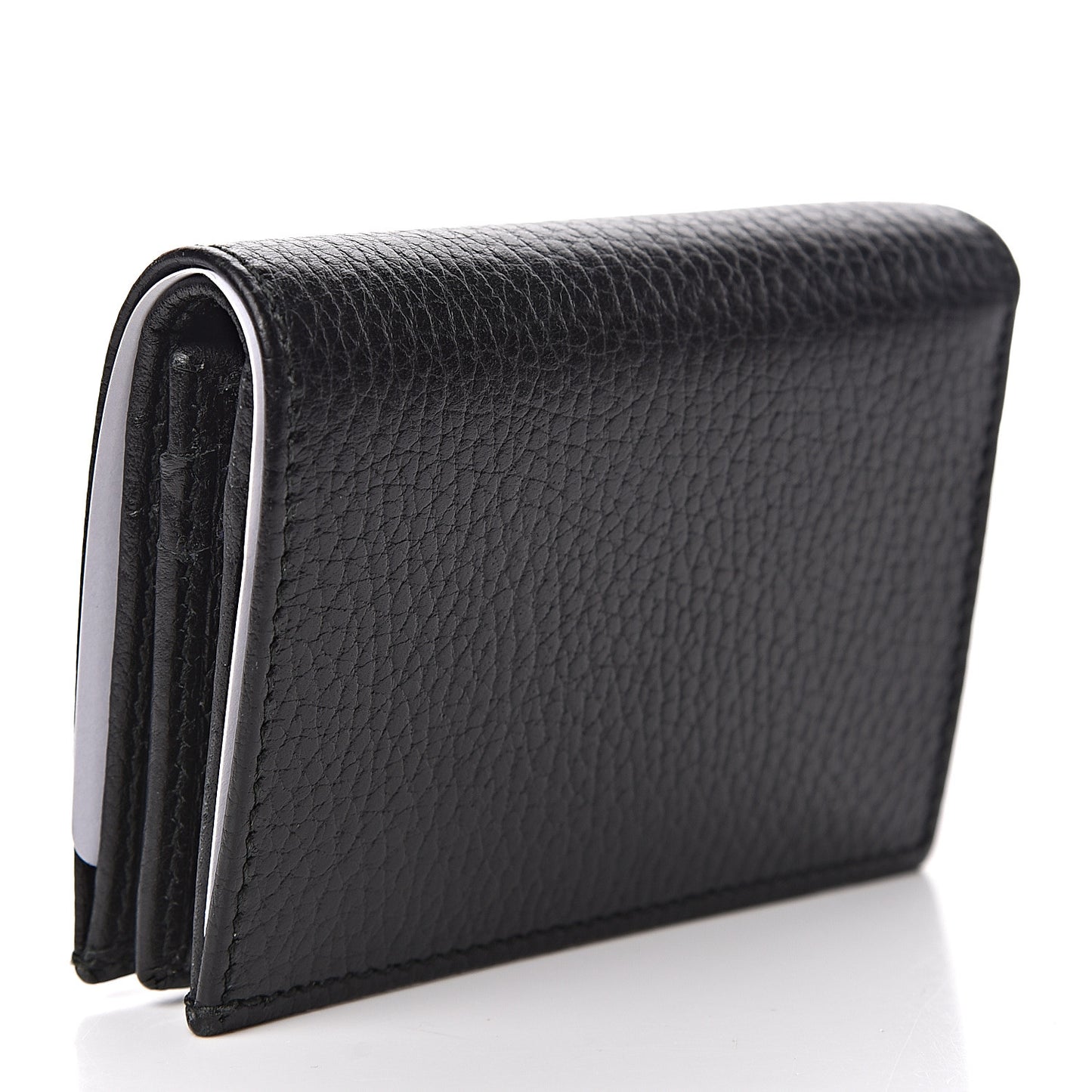 Pebbled Calfskin GG Marmont Card Case Black