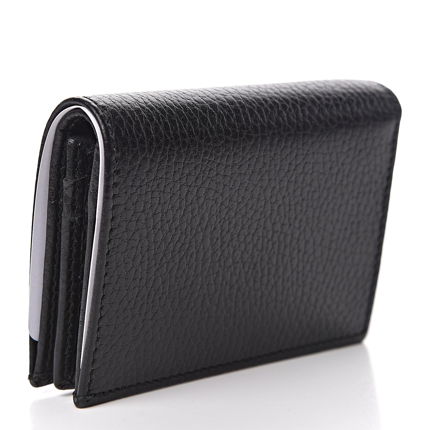 Gucci Pebbled Calfskin GG Marmont Card Case Black 3 of 8