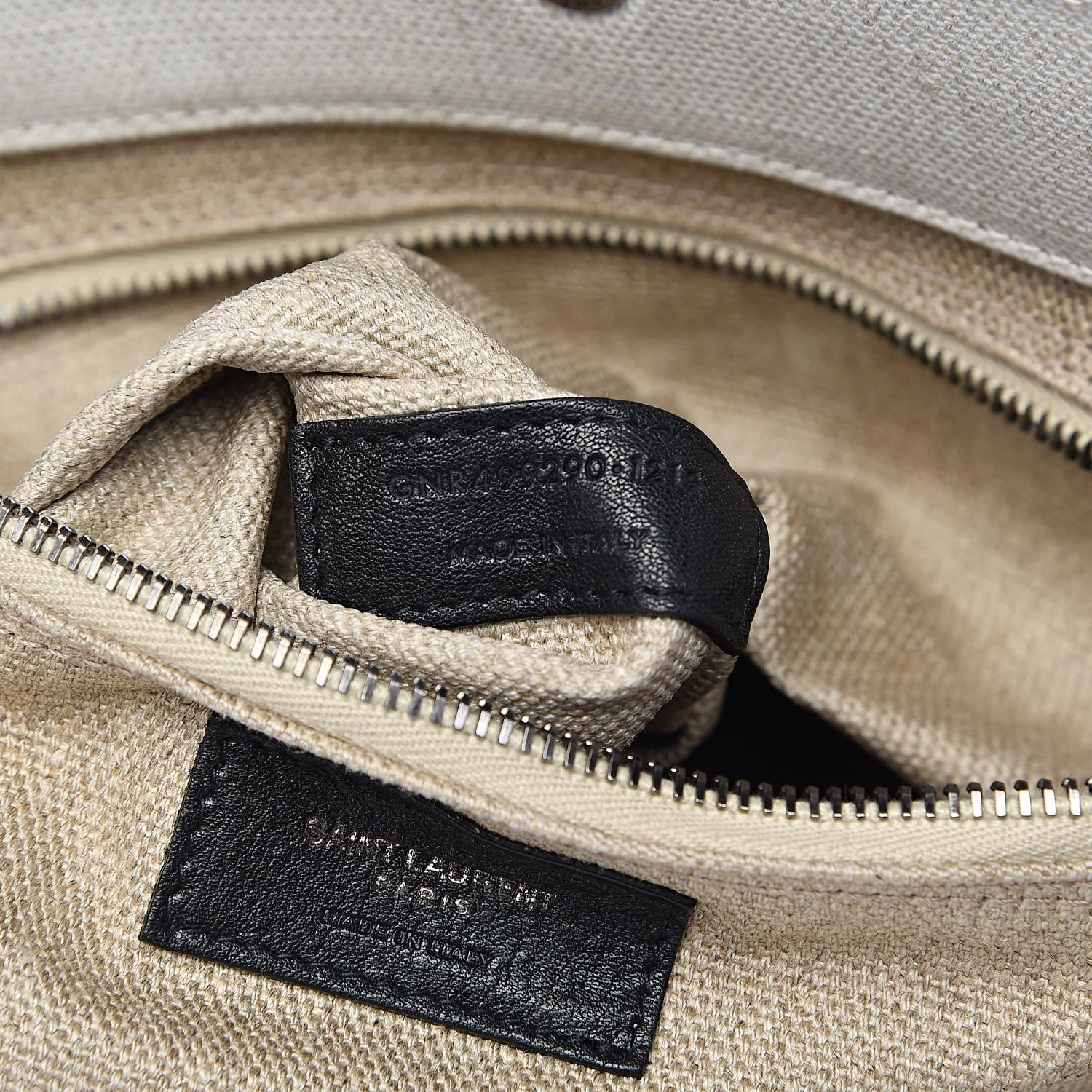 Saint Laurent Linen Calfskin Rive Gauche Tote Optic White 7 of 9