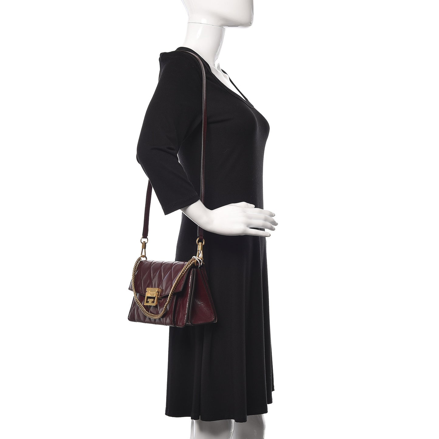 Goatskin Quilted Small GV3 Shoulder Bag Aubergine