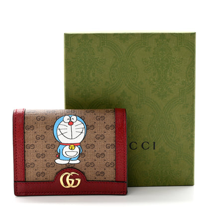 Gucci X DORAEMON Mini Vintage GG Supreme Monogram Card Case Wallet Beige Cherry Red 8 of 8