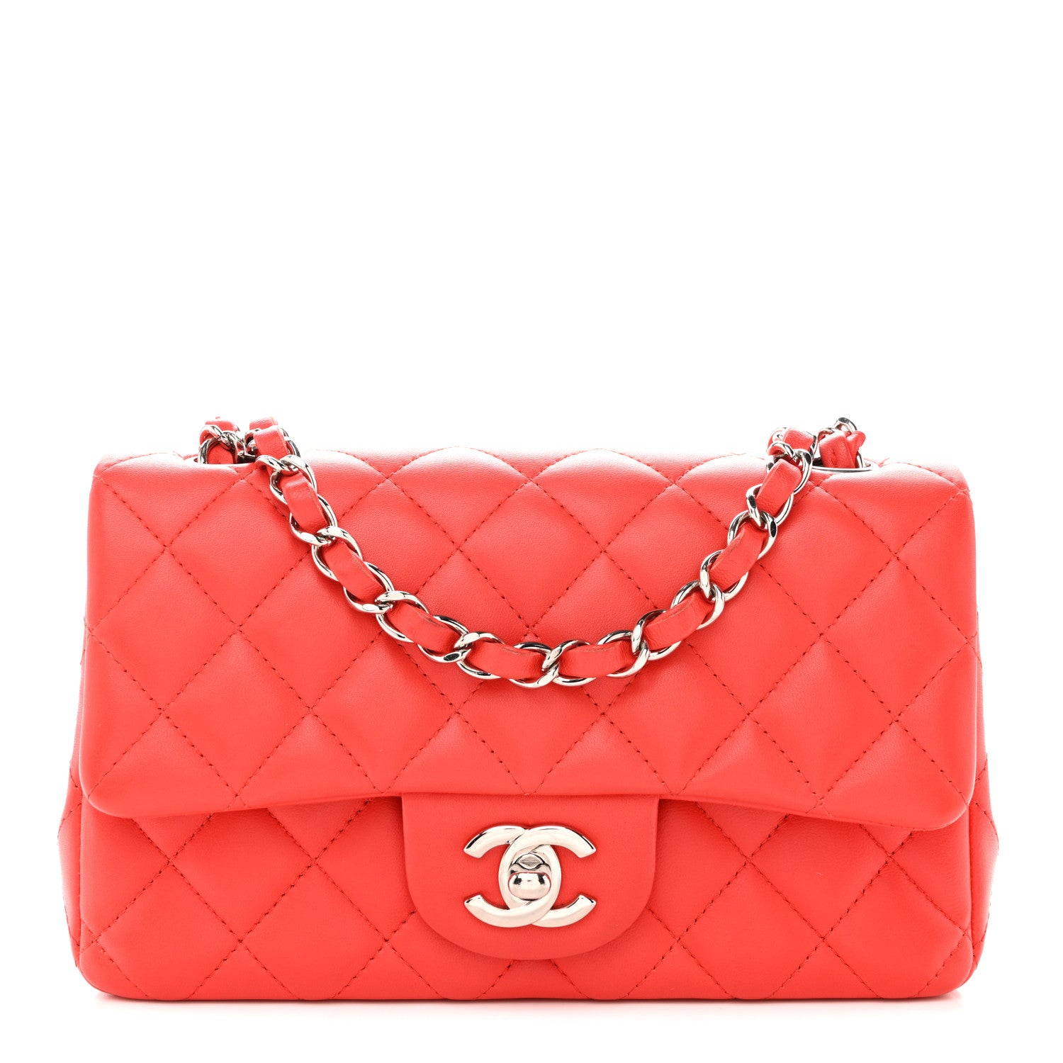 Chanel Lambskin Quilted Mini Rectangular Flap Red 1 of 12