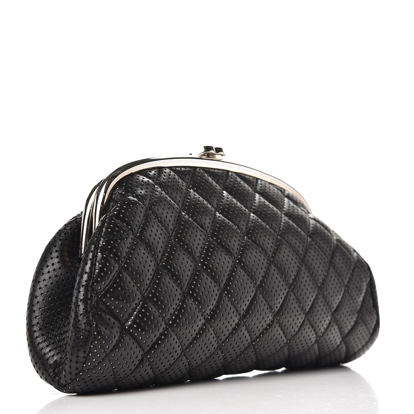 Lambskin Perforated Timeless Clutch Black