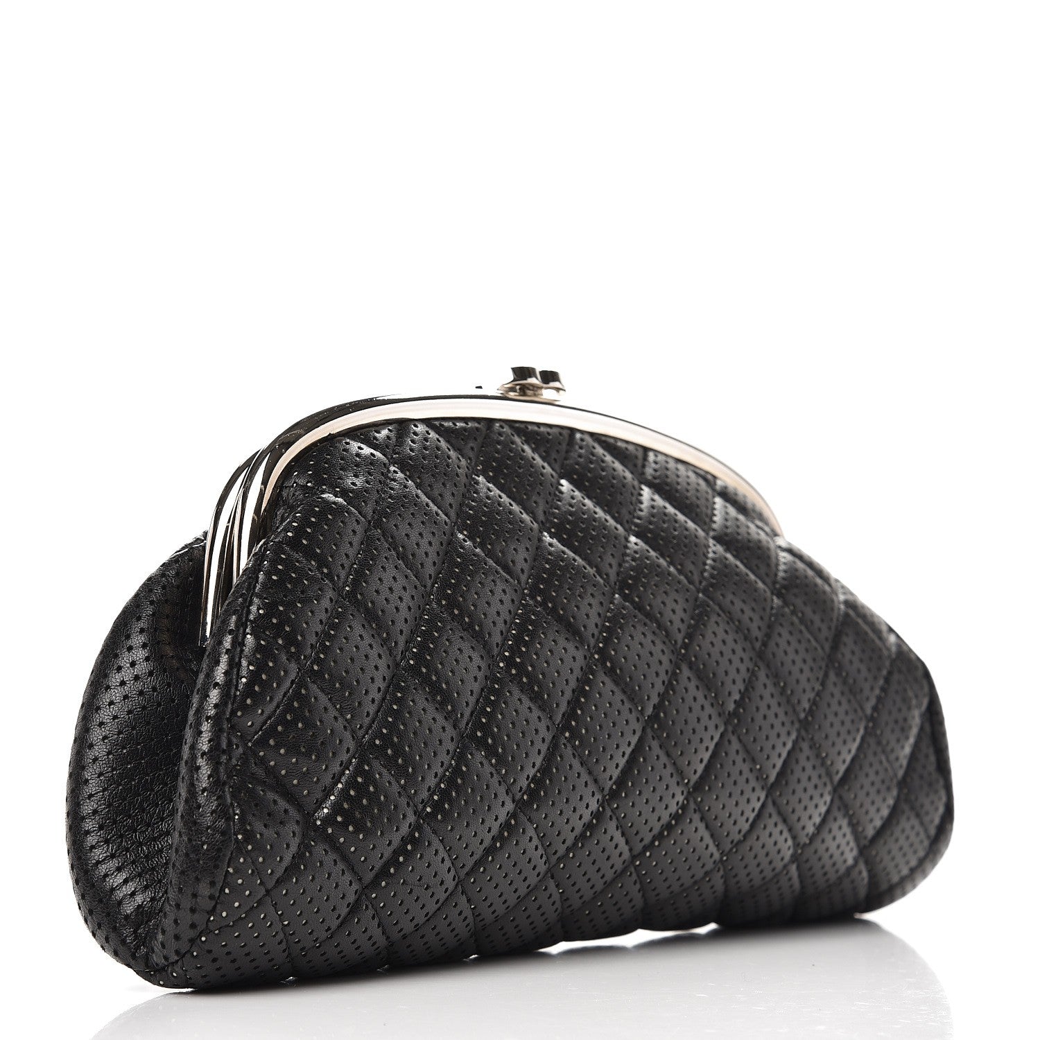 Chanel Lambskin Perforated Timeless Clutch Black 3 of 10