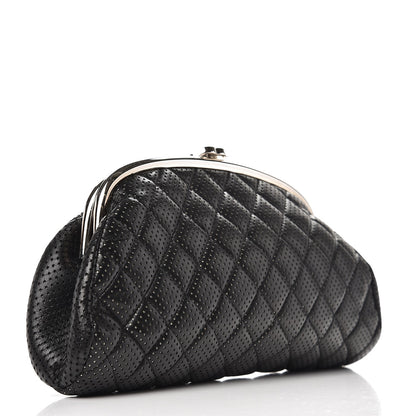 Chanel Lambskin Perforated Timeless Clutch Black 3 of 10