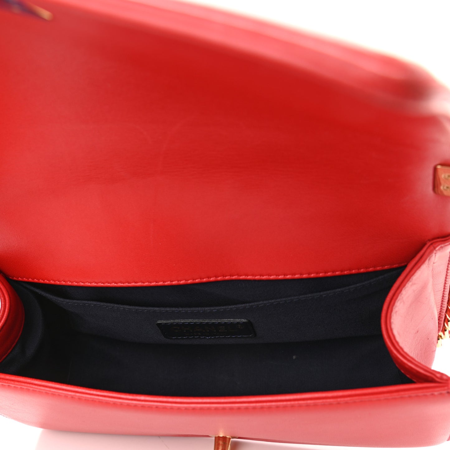 Lambskin Embossed Medium Boy Cube Flap Red