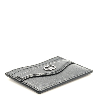 Gucci Textured Dollar Calfskin Interlocking G Card Holder Black 4 of 8