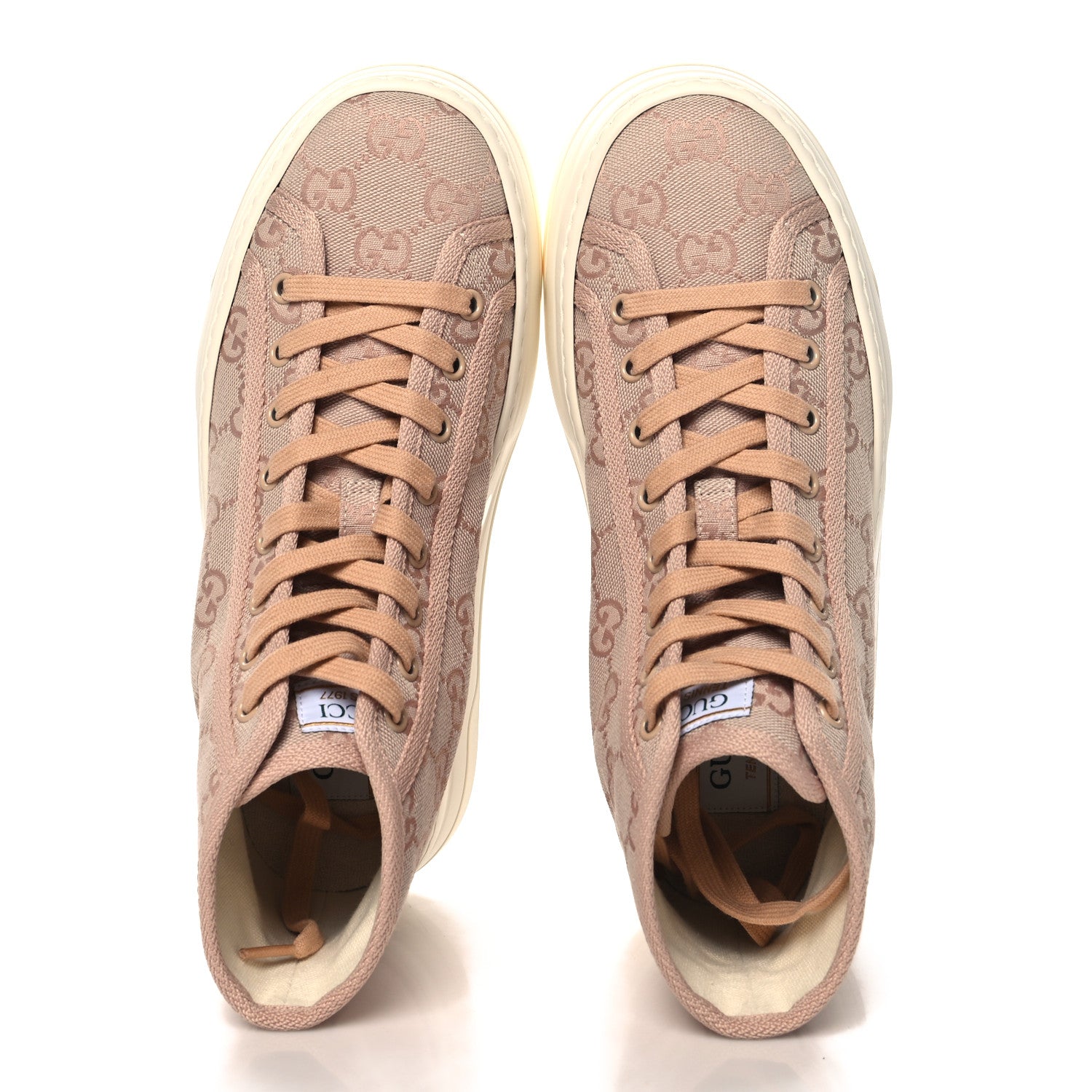Gucci New Canvas GG Monogram Womens Tennis 1977 High Top 55mm Platform Sneakers 38 Skin Rose Dark Skin Rose 2 of 8