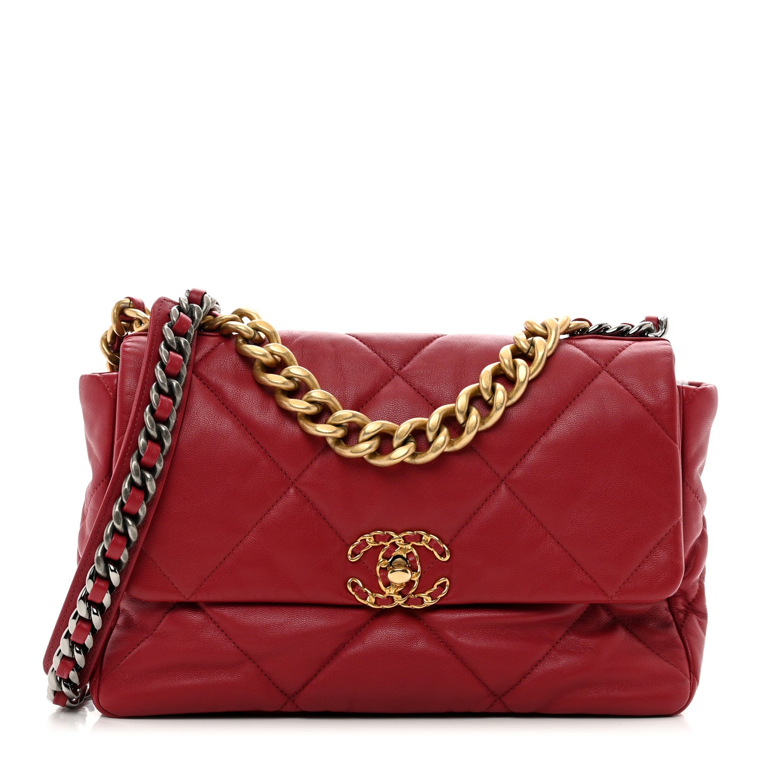 Chanel Goatskin Quilted Large Chanel 19 Flap Red 1 of 10