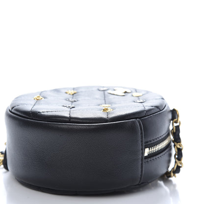 Chanel Lambskin Quilted Studded Round Clutch With Chain Black 8 of 9