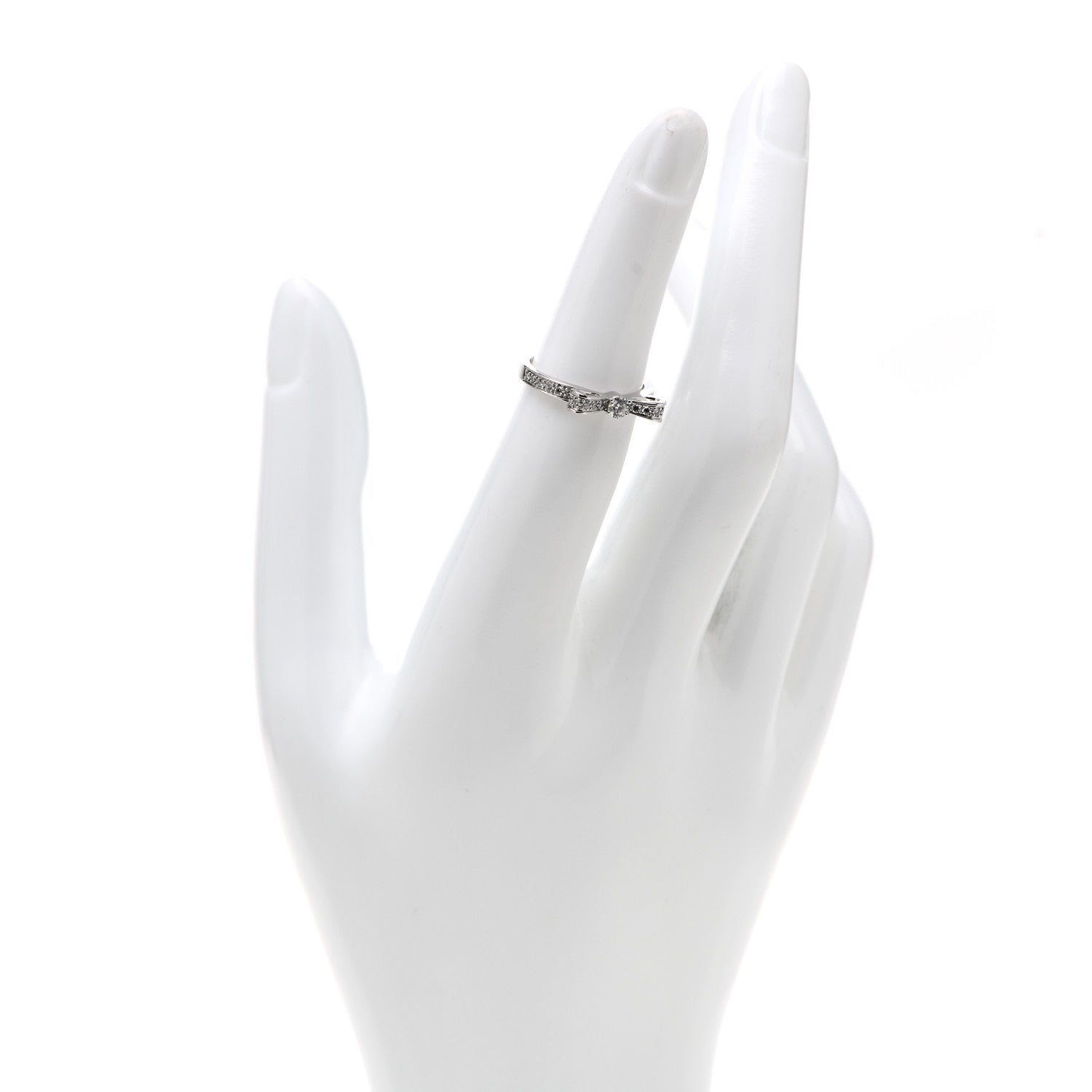 Chanel 18K White Gold Diamond Ruban Ring 49 4.75 2 of 8