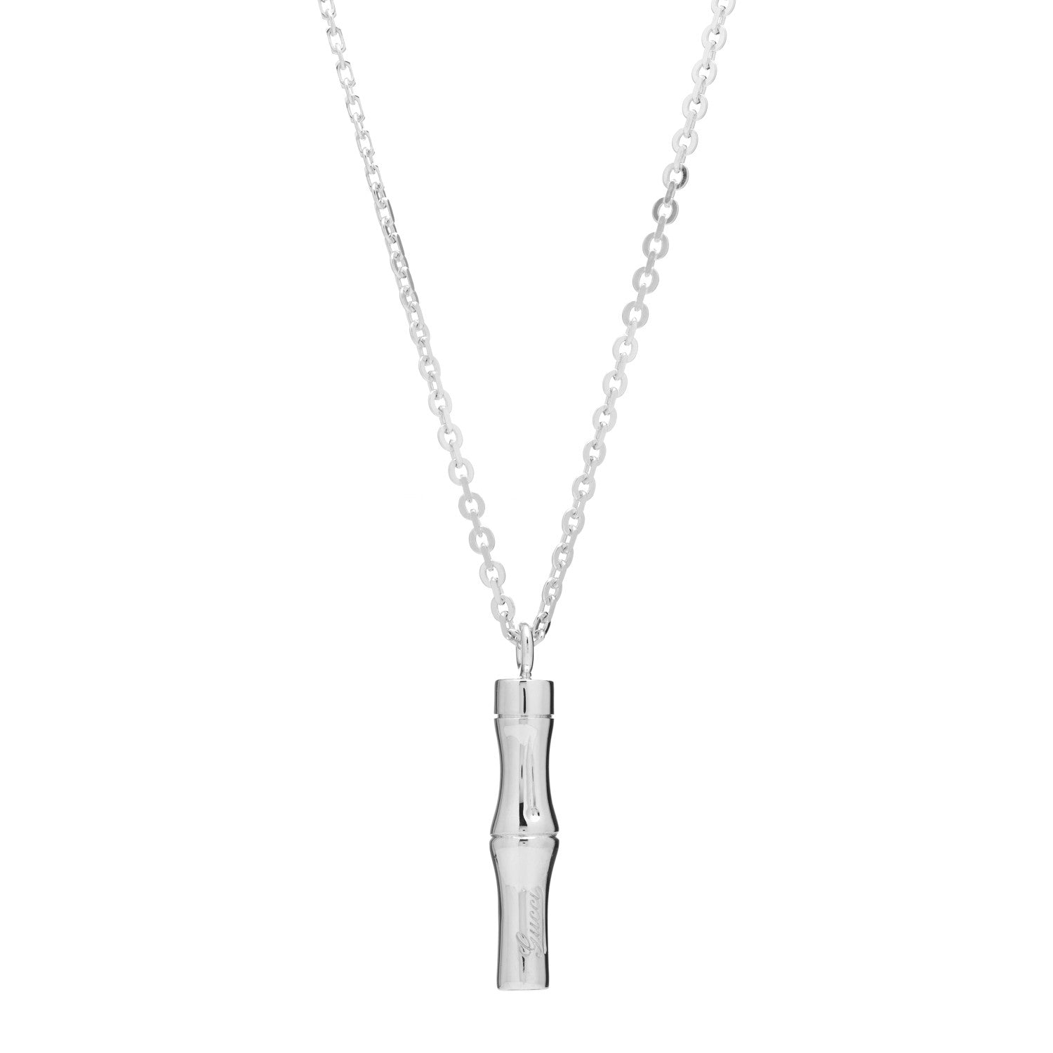 Gucci Sterling Silver Bamboo Pendant Necklace 1 of 5