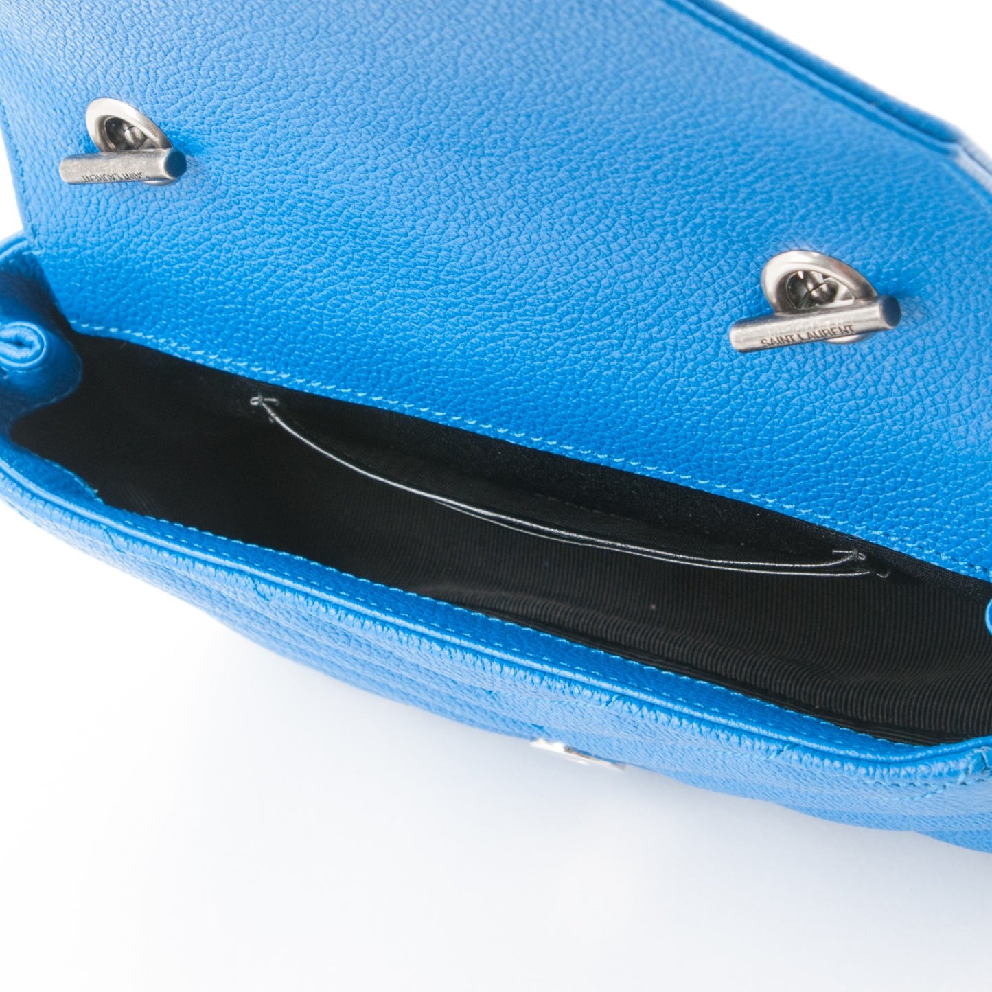 Grained Calfskin Matelasse Chevron Monogram Classic Baby Chain Bag Royal Blue