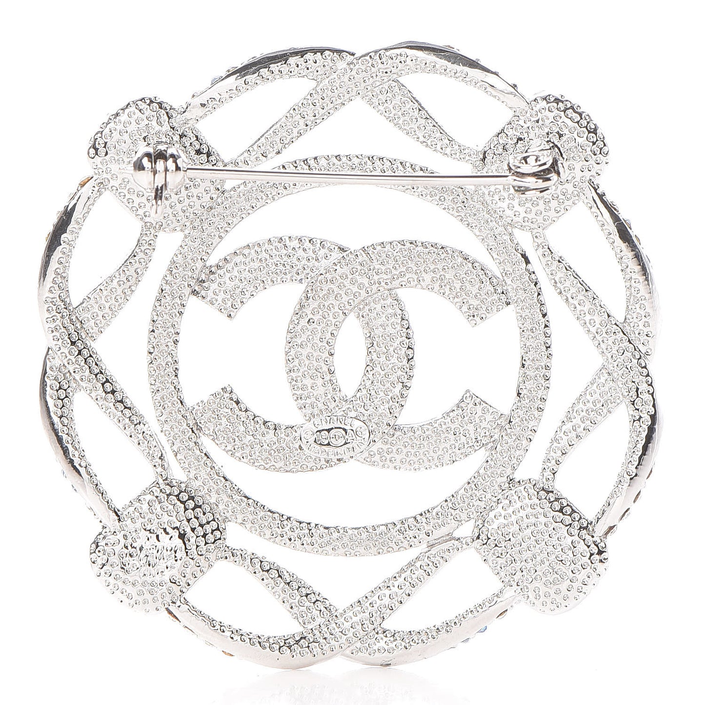 Crystal CC Brooch Silver Blue