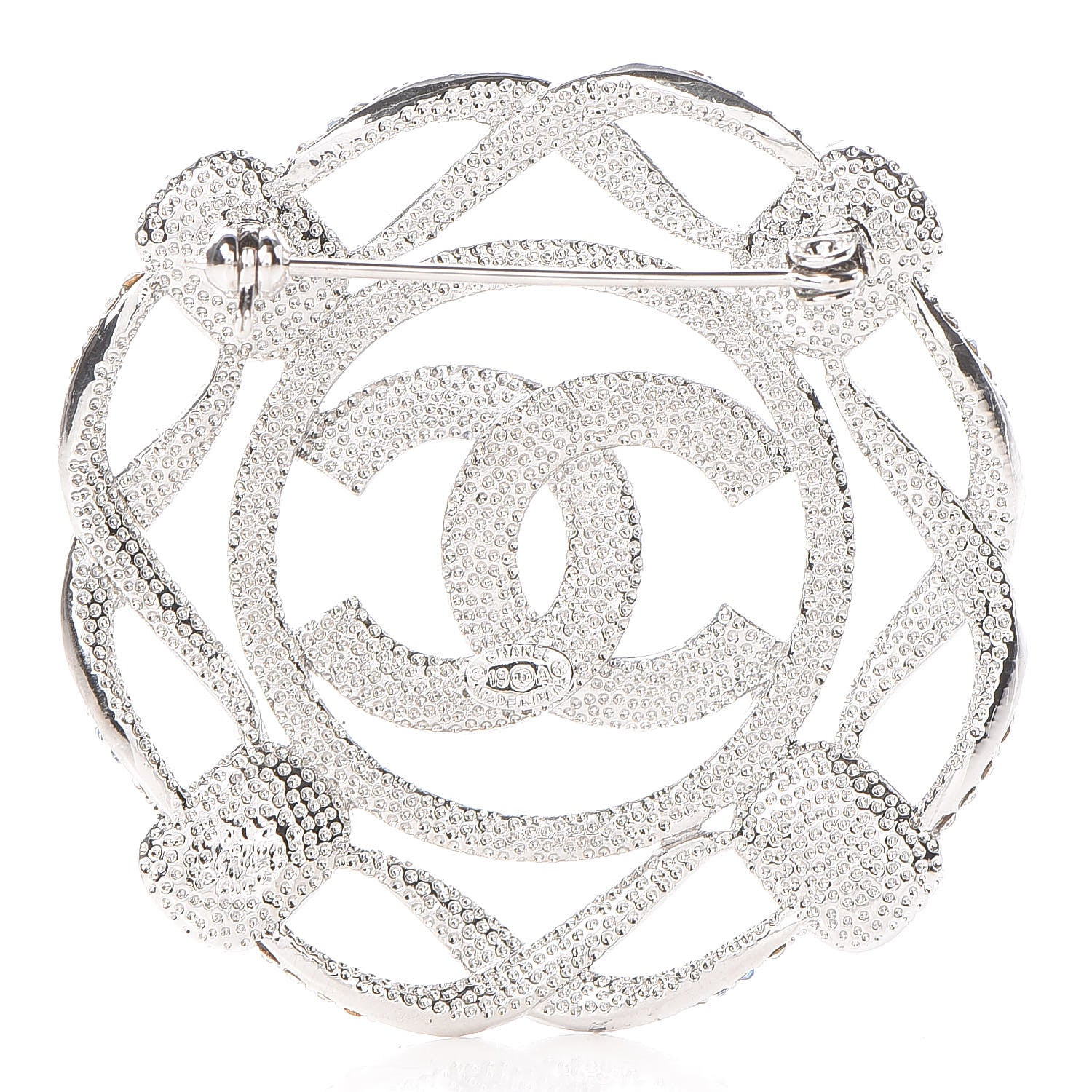 Chanel Crystal CC Brooch Silver Blue 3 of 6