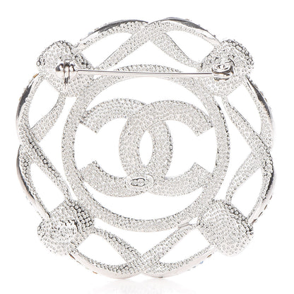 Chanel Crystal CC Brooch Silver Blue 3 of 6