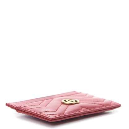 Gucci Calfskin Matelasse GG Marmont Card Holder Hibiscus Red 4 of 6