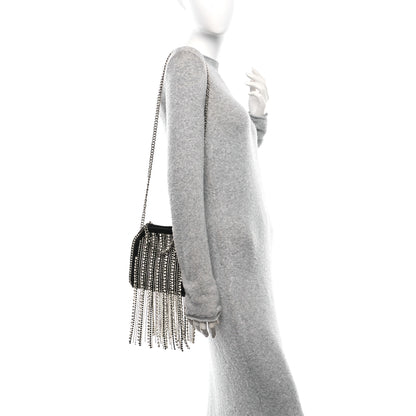 Stella McCartney Eco Satin Tiny Crystal Fringe Falabella Tote Black 2 of 10