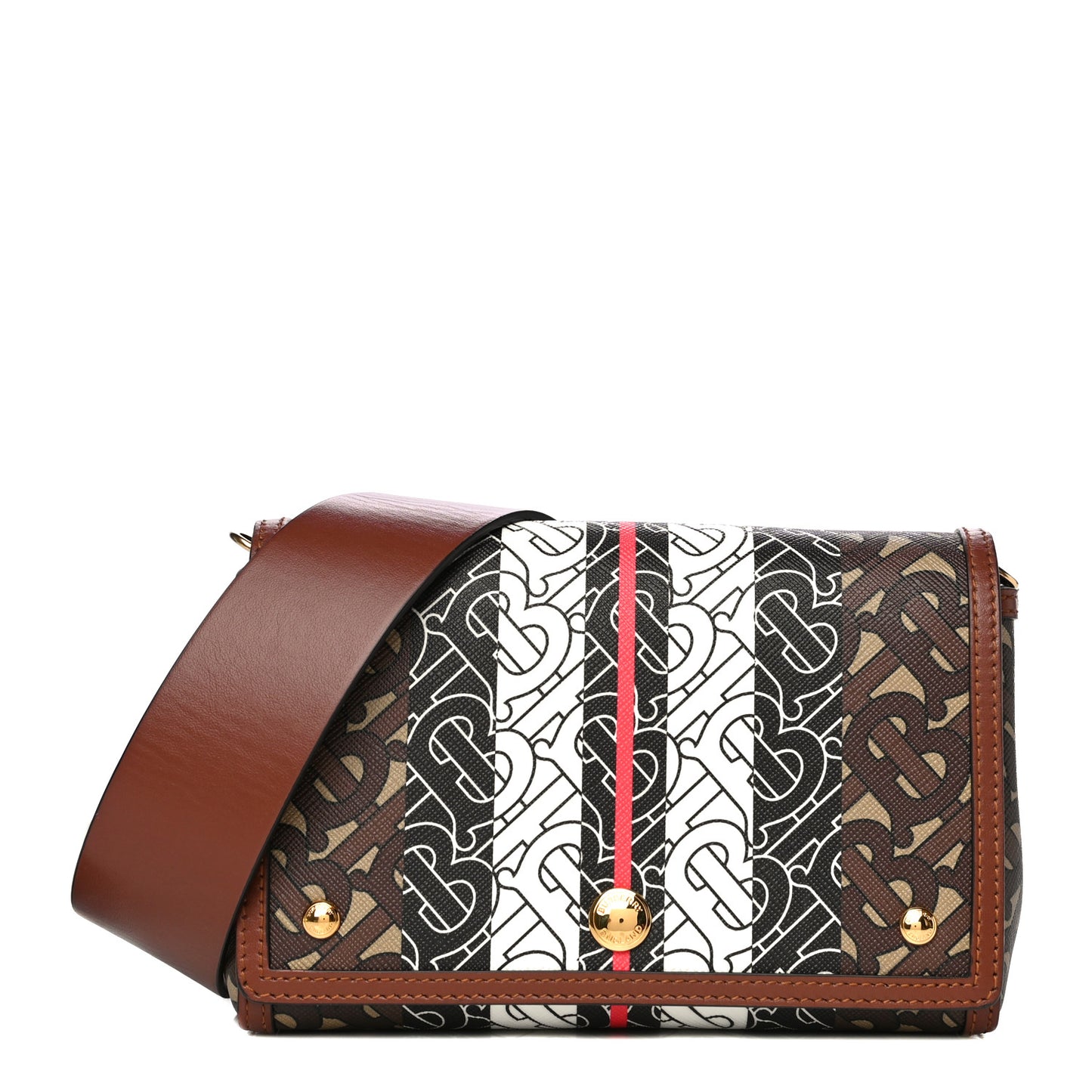 E-Canvas Monogram Stripe Hackberry Crossbody Bag Bridle Brown