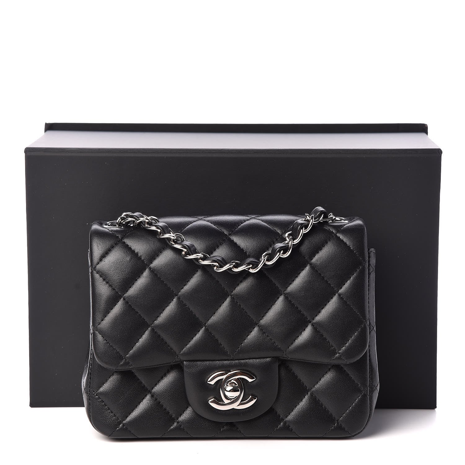Chanel Lambskin Quilted Mini Square Flap Black 12 of 12