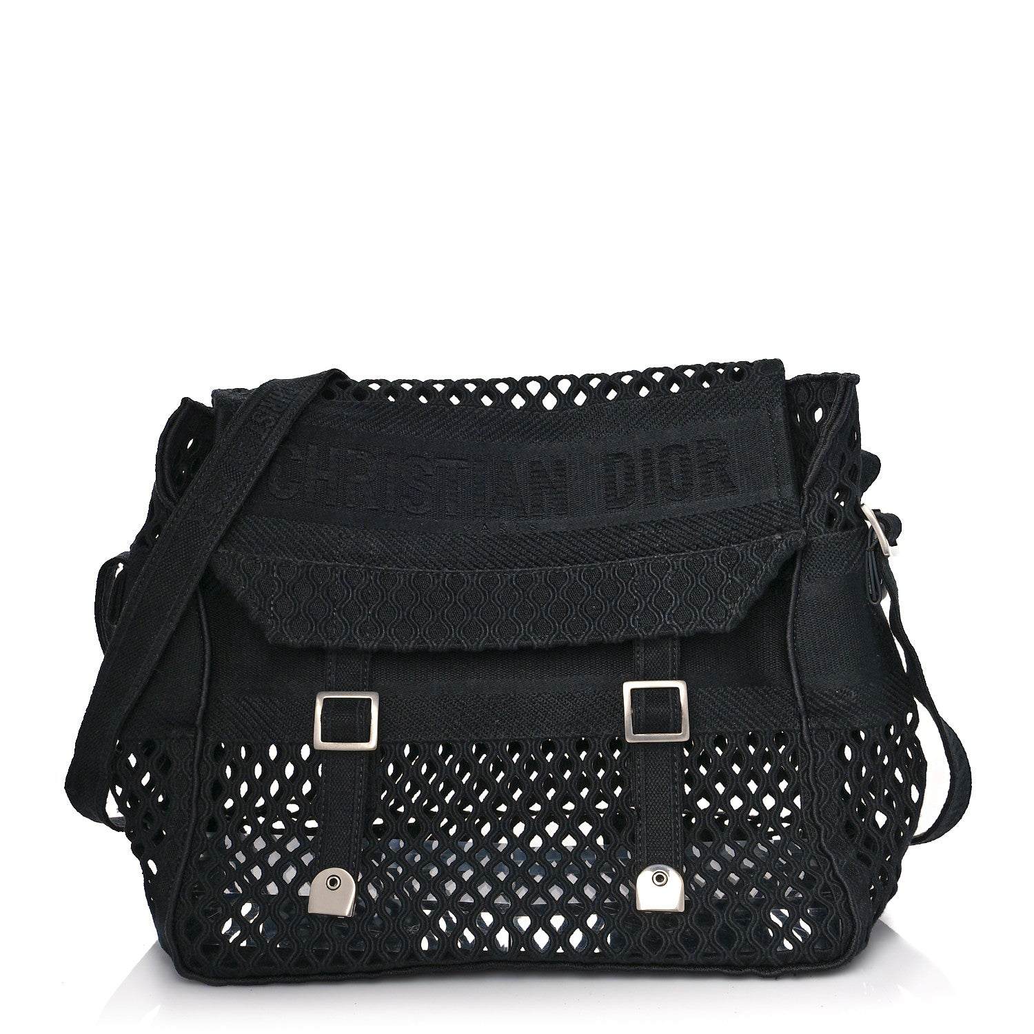 Christian Dior Canvas Embroidered Mesh Diorcamp Messenger Black 1 of 15