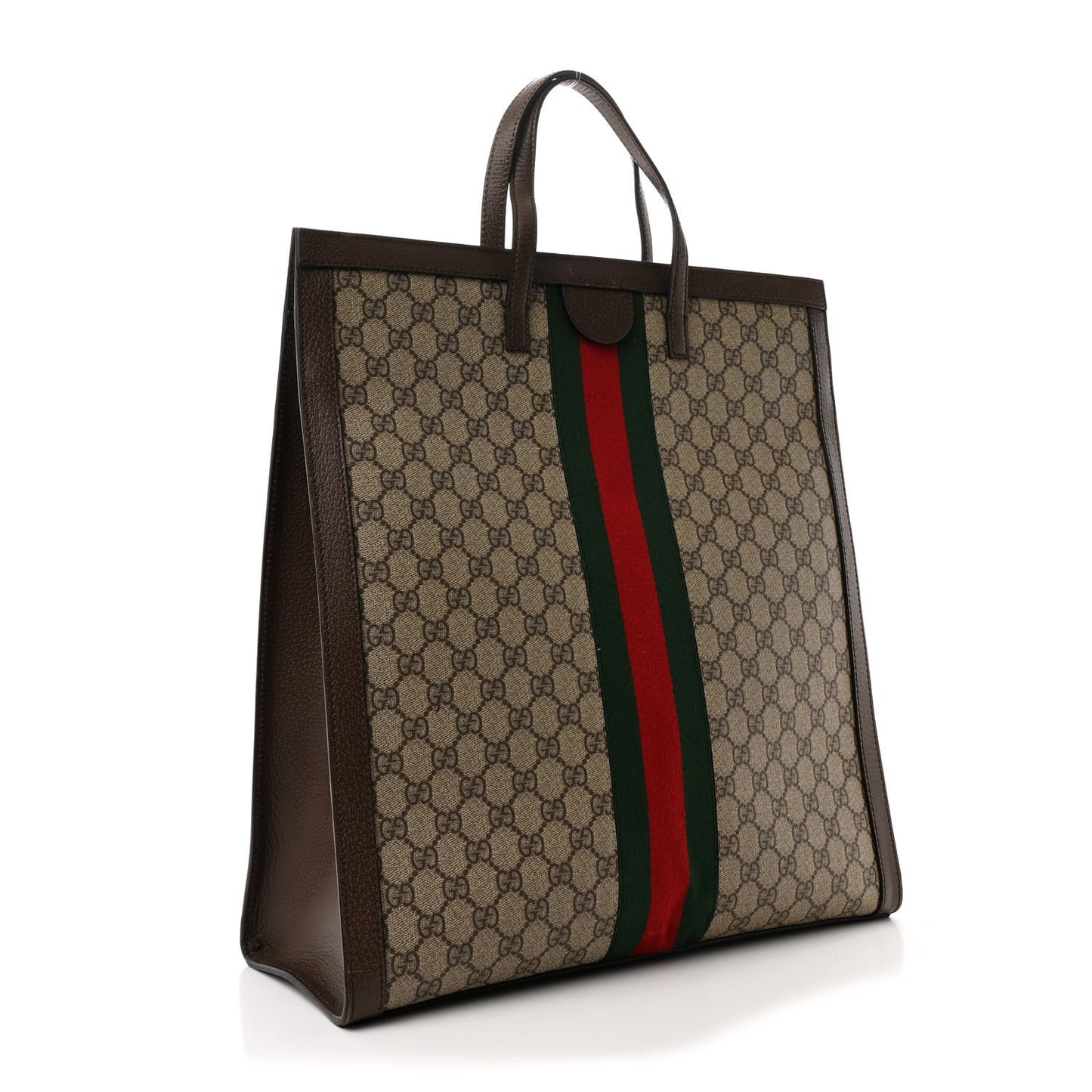 GG Supreme Monogram Web Ophidia Vertical Tote Brown