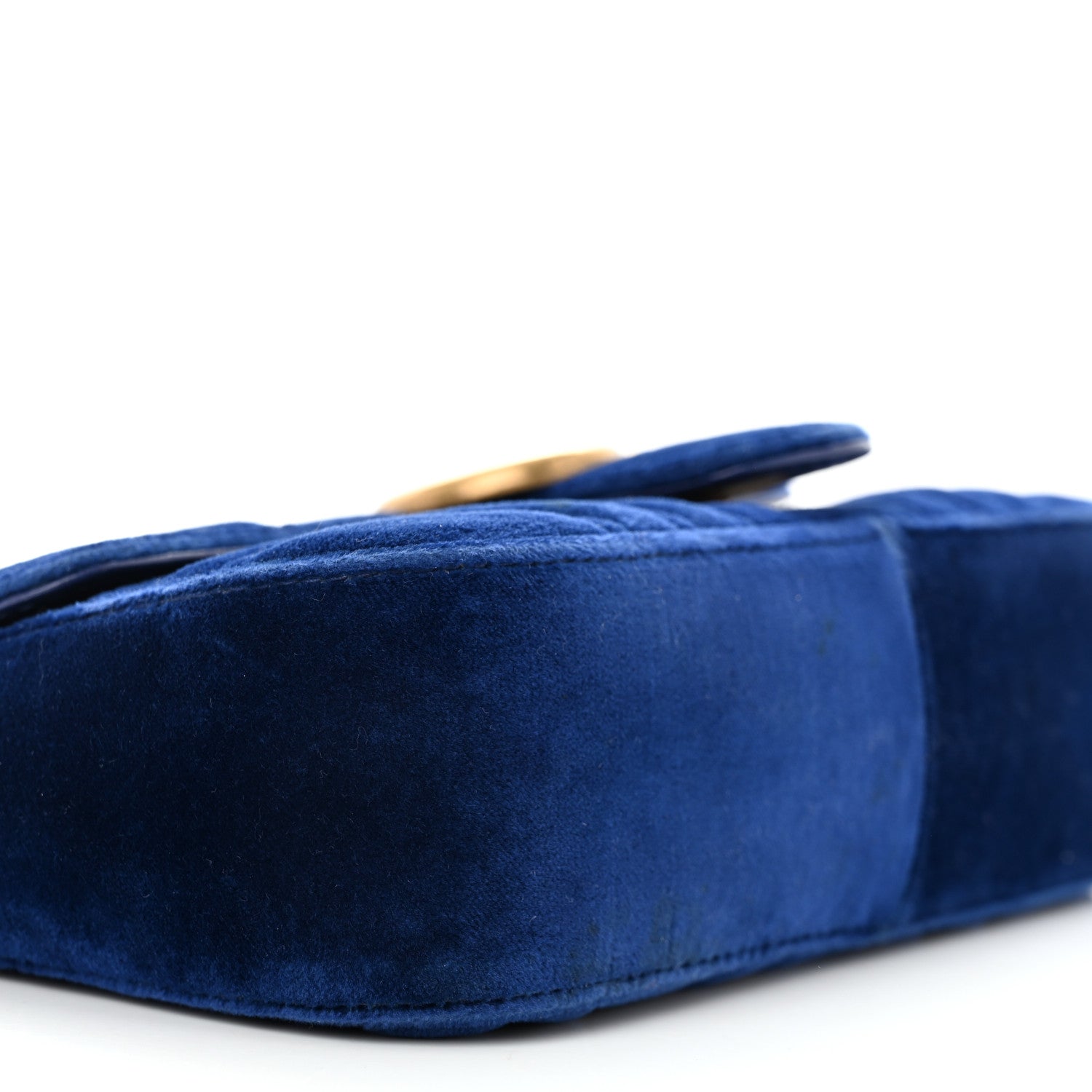 Gucci Velvet Matelasse Mini GG Marmont Shoulder Bag Cobalt Blue 5 of 14