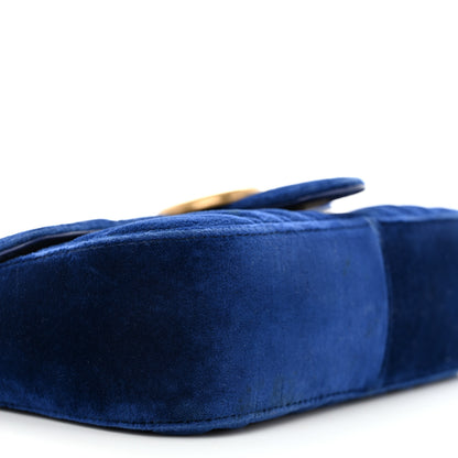Gucci Velvet Matelasse Mini GG Marmont Shoulder Bag Cobalt Blue 5 of 14