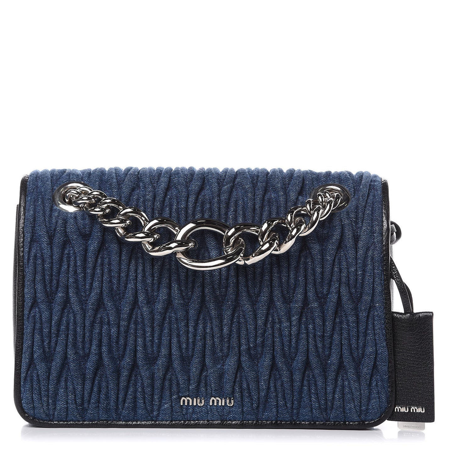 Denim Matelasse Shoulder Bag Blue