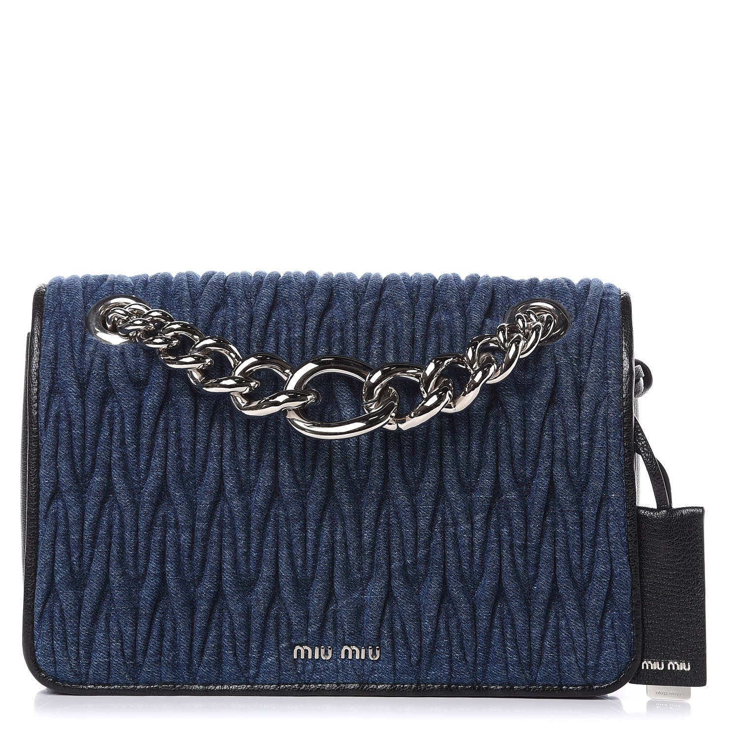 Miu Miu Denim Matelasse Shoulder Bag Blue 1 of 9
