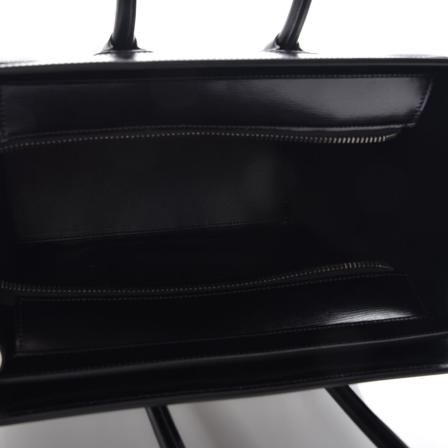 Sleek Calfskin Micro Bi-Color Luggage Black White