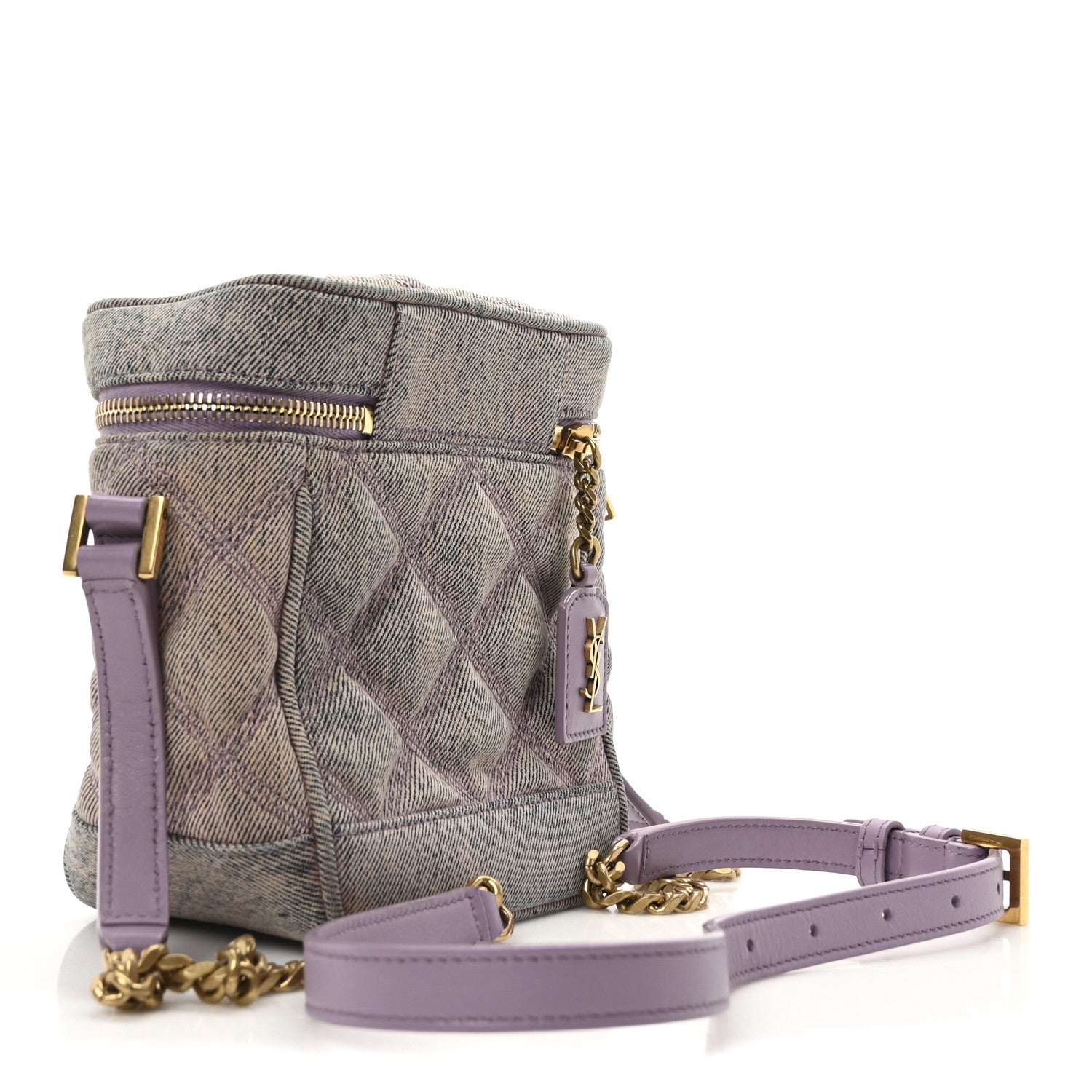 Saint Laurent Denim Quilted 80's Vanity Bag Bleached Lilac 3 of 10