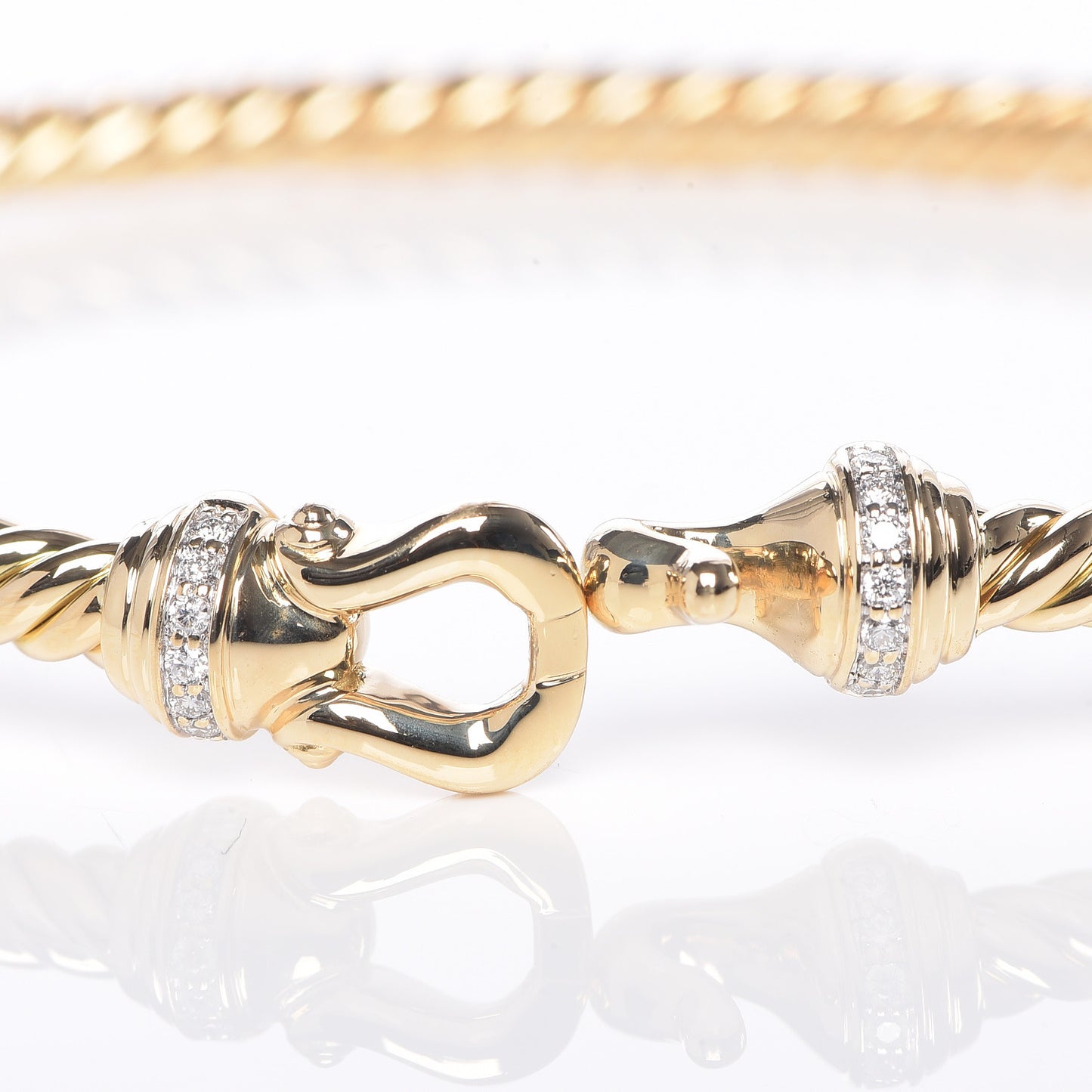 18K Yellow Gold Diamond 3.5mm Cable Buckle Bracelet