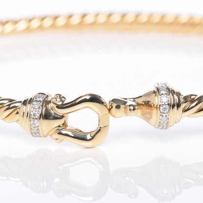 David Yurman 18K Yellow Gold Diamond 3.5mm Cable Buckle Bracelet 6 of 6