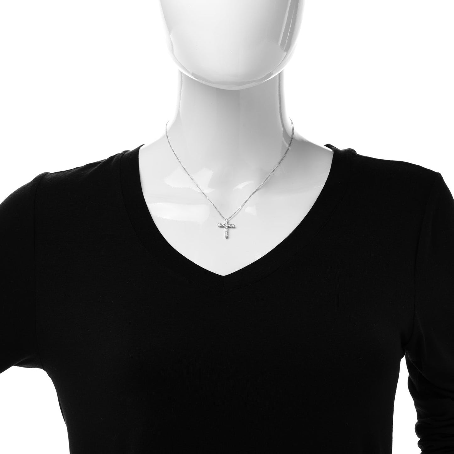 Platinum Diamond Medium Cross Pendant Necklace