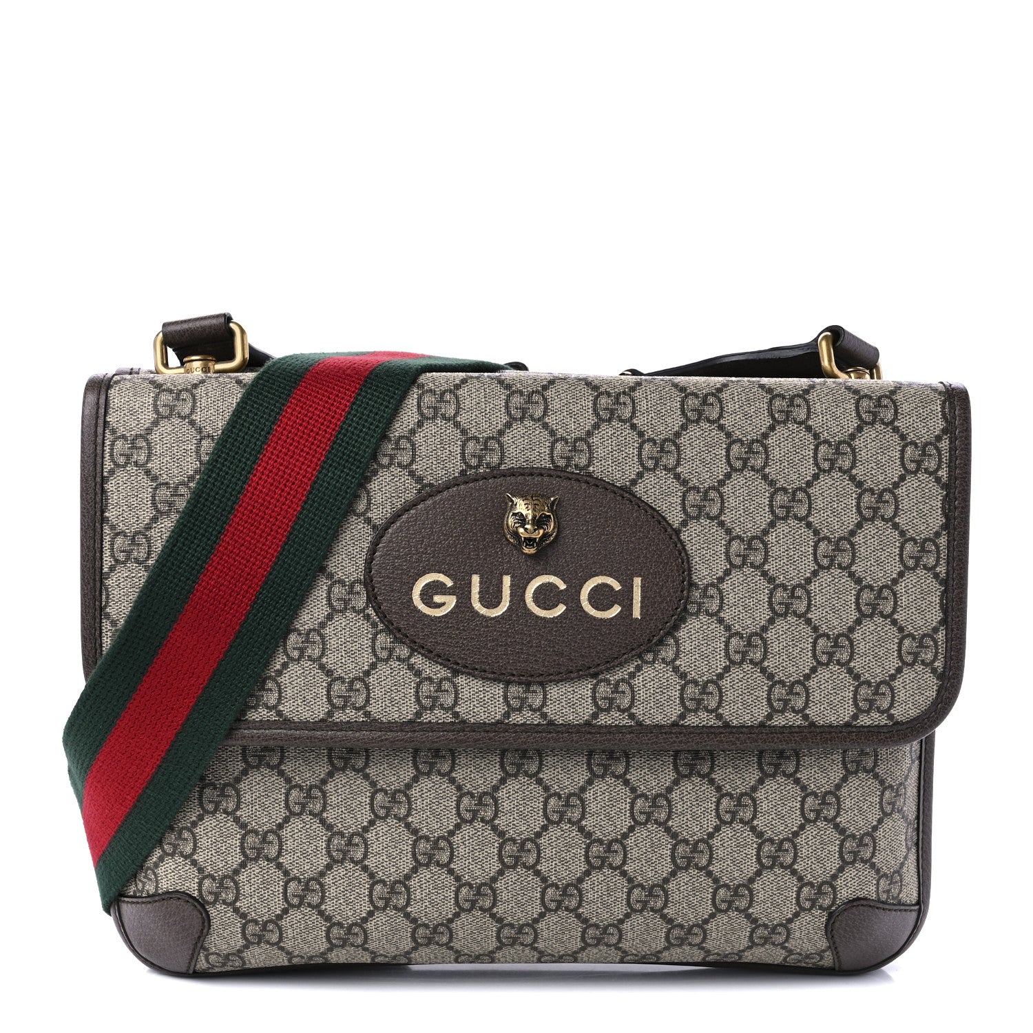 Gucci GG Supreme Monogram Web Neo Vintage Double Flap Messenger Bag Beige New Acero 1 of 11