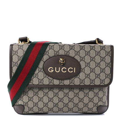 Gucci GG Supreme Monogram Web Neo Vintage Double Flap Messenger Bag Beige New Acero 1 of 11