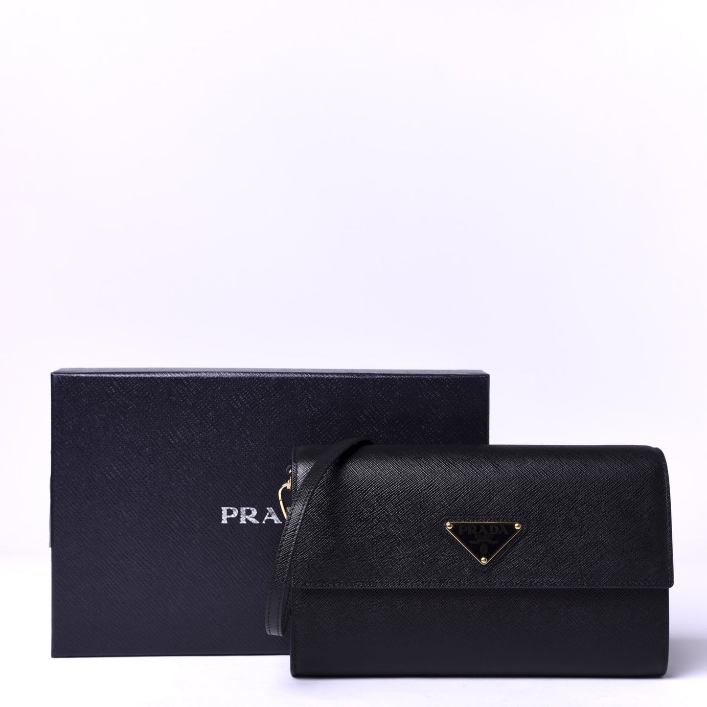 Saffiano Wallet With Shoulder Strap Black