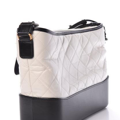 Chanel Aged Calfskin Quilted Medium Gabrielle Hobo Black White 13 of 13