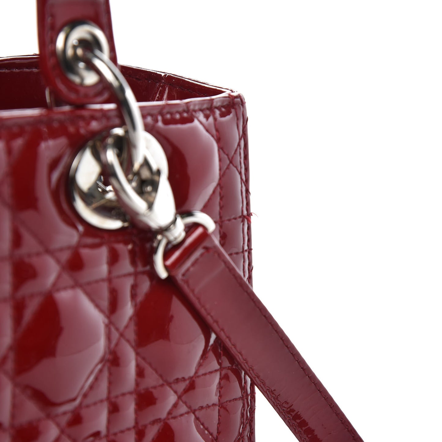Patent Cannage Medium Lady Dior Red
