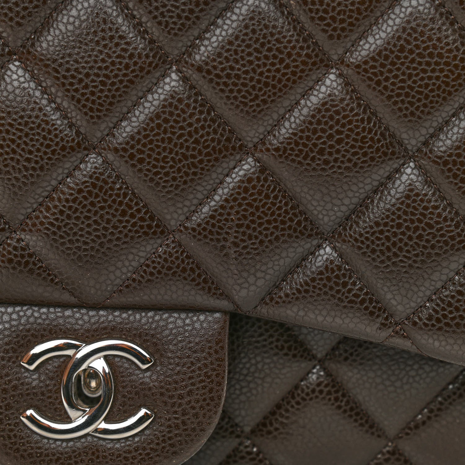Chanel Caviar Quilted Jumbo Single Flap Brown 11 of 12