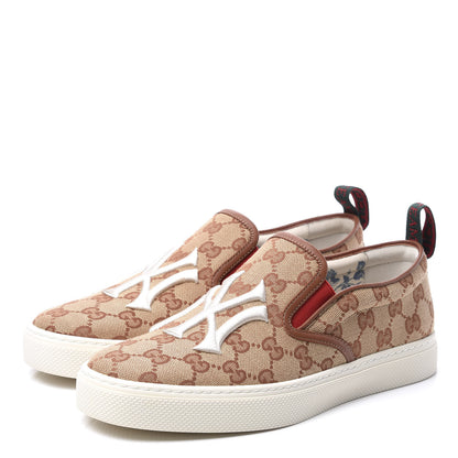 Gucci X MLB GG Monogram NY Yankees Embroidered Mens Slip On Sneakers 6 Beige Ruggine Rust 2 of 13