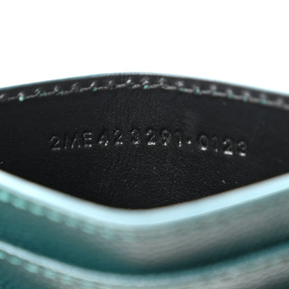 Saint Laurent Grain De Poudre Matelasse Chevron Monogram Credit Card Case Peacock Green 7 of 7