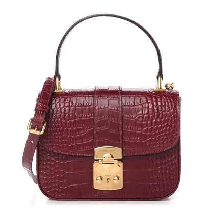 Miu Miu Crocodile Print Calfskin Top Handle Bag Rubino 1 of 10