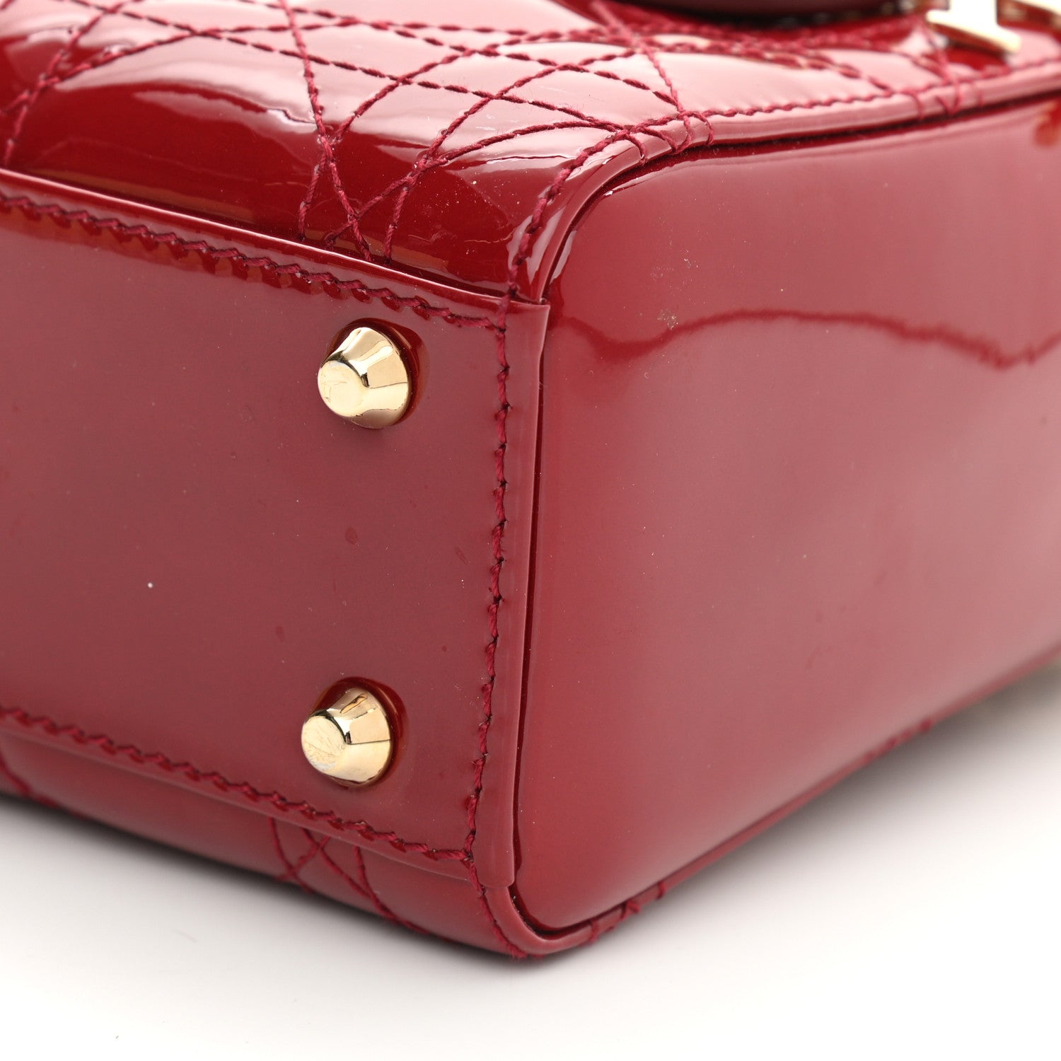 Christian Dior Patent Cannage Mini Lady Dior Red 9 of 10