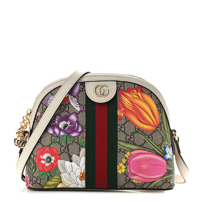 Gucci GG Supreme Monogram Flora Web GG Small Ophidia Dome Shoulder Bag White 1 of 9